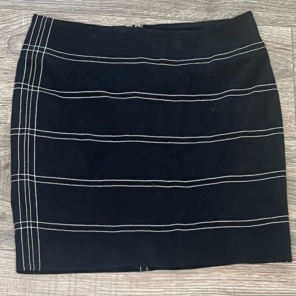 Express Black Mini Skirt with White Contrast Stitching